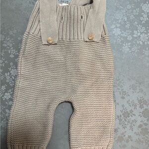 Zara Cream Knit Baby Overalls with Button Straps